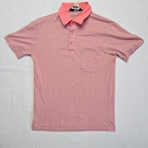 Vintage Knightsbridge Polo Pink Striped Short Sleeve Mens Medium Shirt